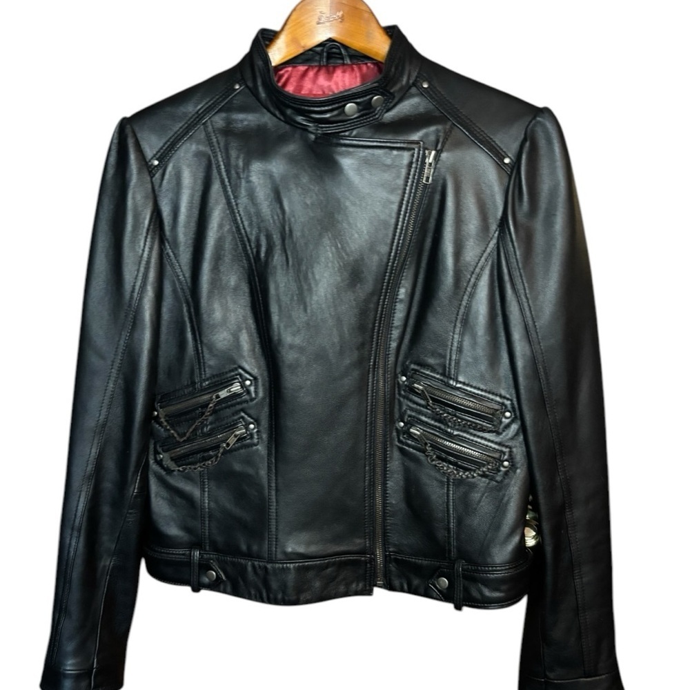 Street Legal Ladies Black Leather Jacket Large Black Leather Moto Jacket - Picture 12 of 13
